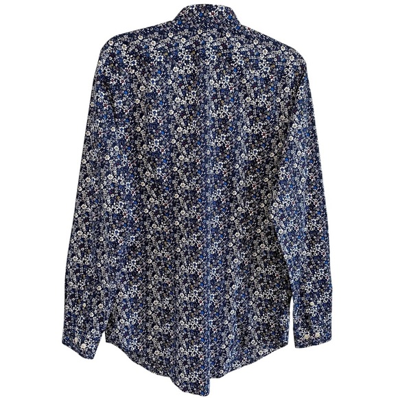 men's LE 31 navy floral button down shirt large - Picture 2 of 9